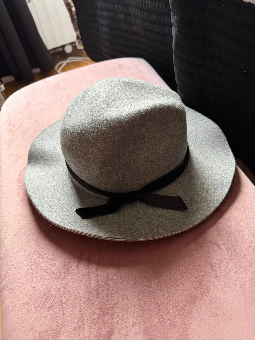 Target Grey Wool-Blend Fedora with Black Ribbon